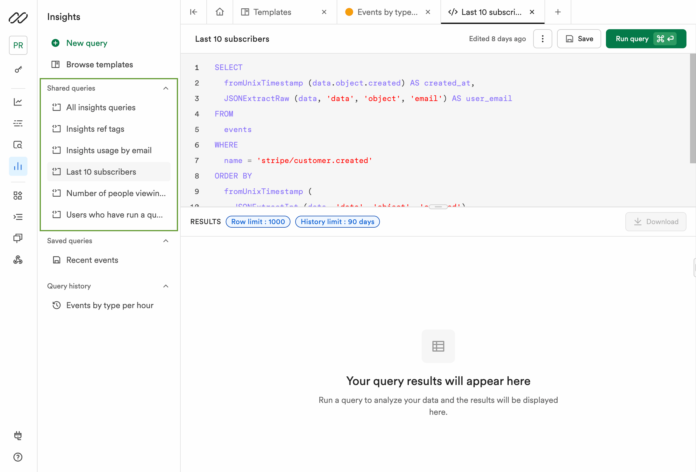 Shared queries